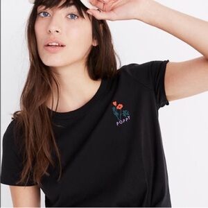 Madewell Poppy Embroidered Black T-Shirt